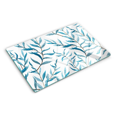 Snijplanken glas Bladeren in verschillende tinten blauw