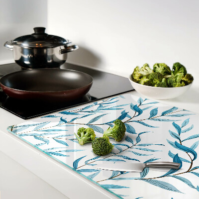 Szklana deska kuchenna Liście w odcieniach niebieskiego