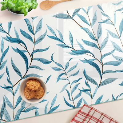 Szklana deska kuchenna Liście w odcieniach niebieskiego