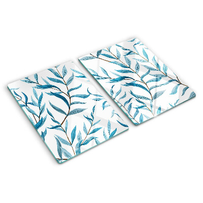 Szklana deska kuchenna Liście w odcieniach niebieskiego