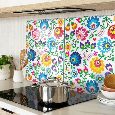 Szklana deska kuchenna Kwiatowy wzór ludowy