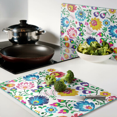 Szklana deska kuchenna Kwiatowy wzór ludowy