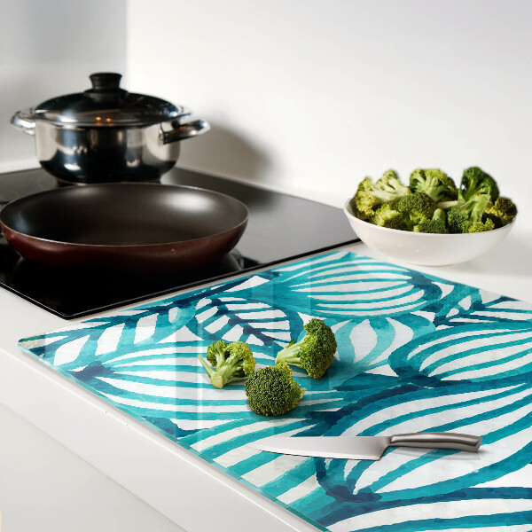 Deska kuchenna szklana Liście w odcieniach turkusu