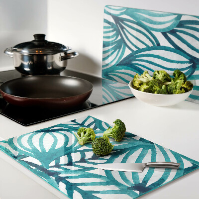 Deska kuchenna szklana Liście w odcieniach turkusu