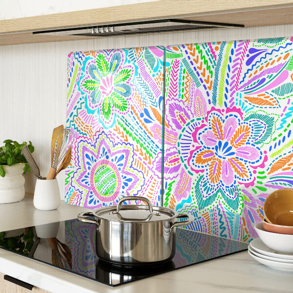 Deska kuchenna szklana Kwiatowy wzór w stylu boho