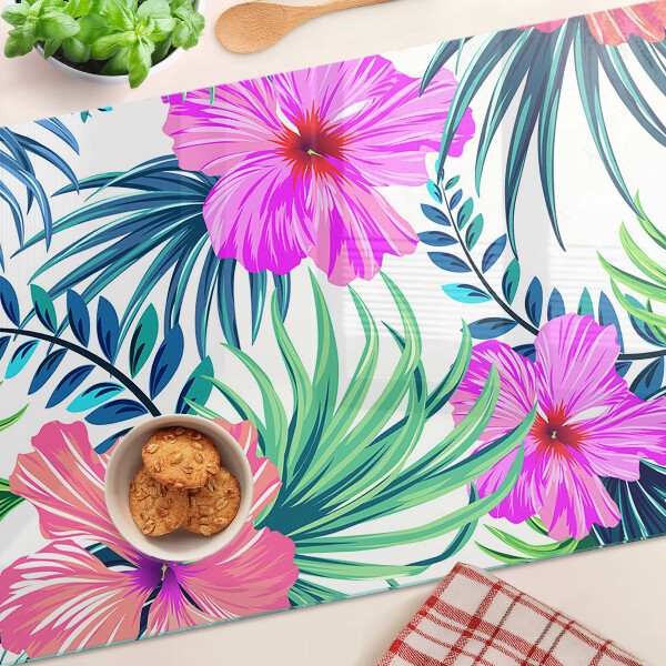 Glazen snijplanken Tropisch bloemenmotief