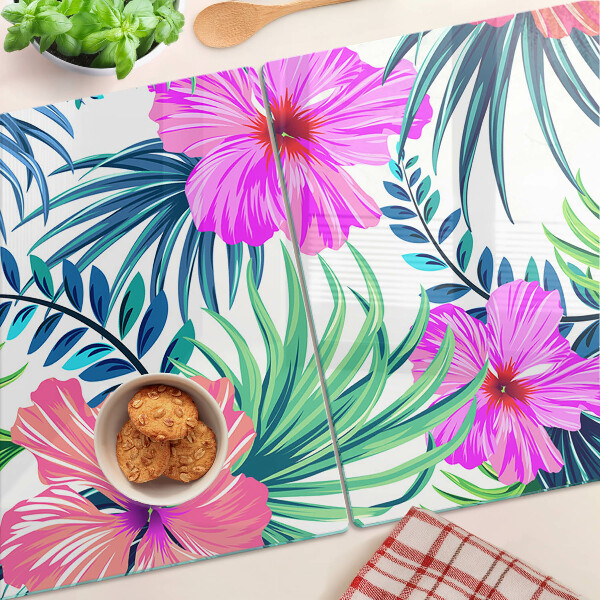 Glazen snijplanken Tropisch bloemenmotief