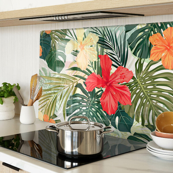 Szklana deska do krojenia Tropikalne kwiaty i liście