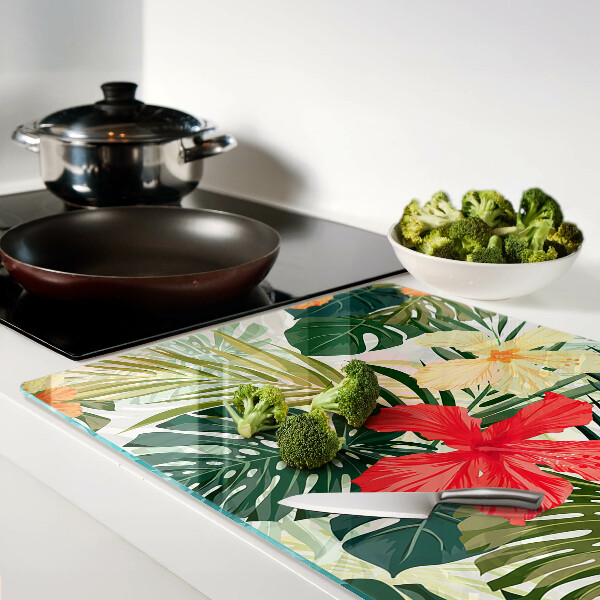 Szklana deska do krojenia Tropikalne kwiaty i liście