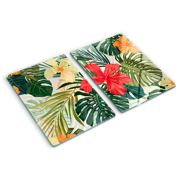 Szklana deska do krojenia Tropikalne kwiaty i liście