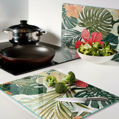 Szklana deska do krojenia Tropikalne kwiaty i liście