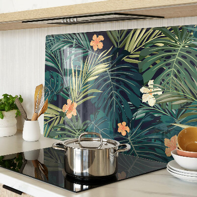 Szklana deska do krojenia Tropikalny wzór z liśćmi i kwiatami