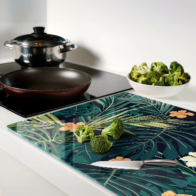 Szklana deska do krojenia Tropikalny wzór z liśćmi i kwiatami