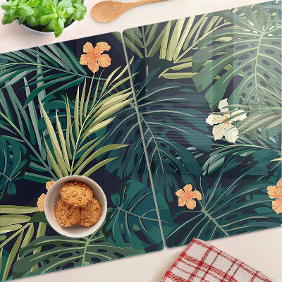 Szklana deska do krojenia Tropikalny wzór z liśćmi i kwiatami