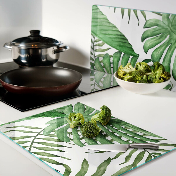 Deska kuchenna szklana Liście tropikalne w odcieniach zieleni