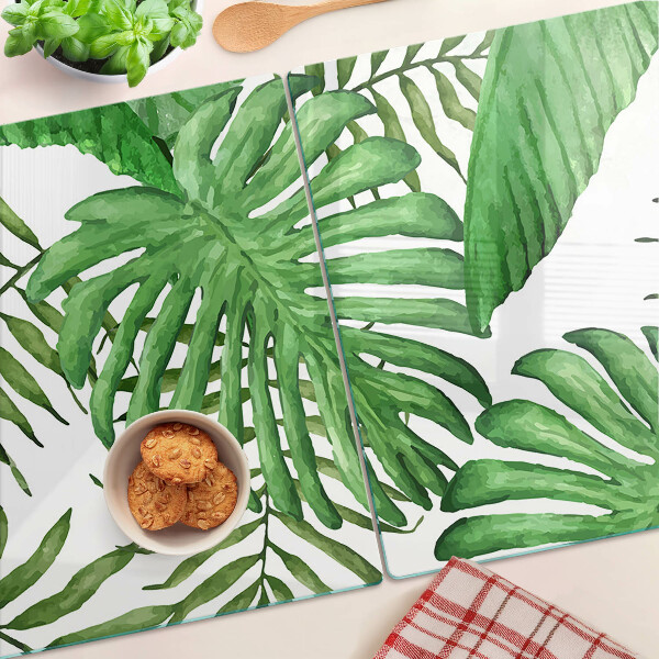 Deska kuchenna szklana Liście tropikalne w odcieniach zieleni