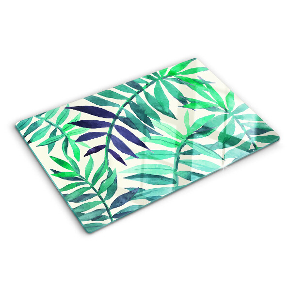 Snijplanken van glas Palmbladeren in aquarel-stijl