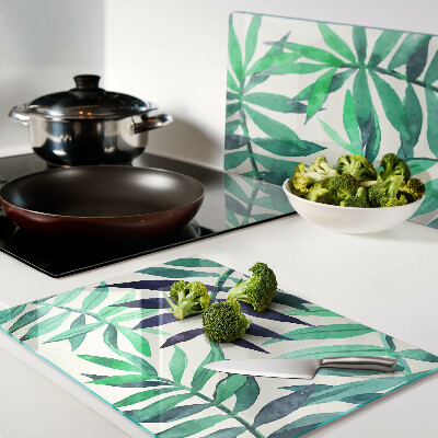 Deska kuchenna szklana Liście palmowe w akwarelowym stylu