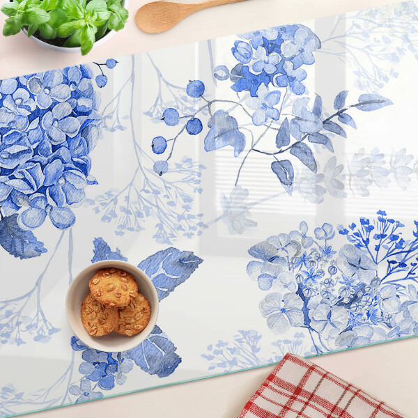 Szklana deska do krojenia Kwiaty w odcieniach niebieskiego