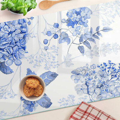 Szklana deska do krojenia Kwiaty w odcieniach niebieskiego