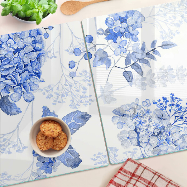 Szklana deska do krojenia Kwiaty w odcieniach niebieskiego