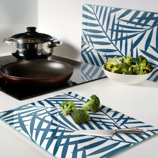 Deska kuchenna szklana Liście palmowe w odcieniach niebieskiego