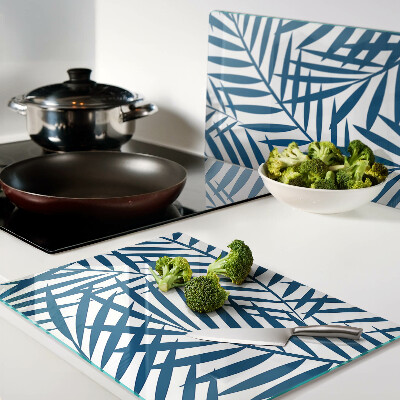 Snijplanken glas Palmbladeren in verschillende tinten blauw