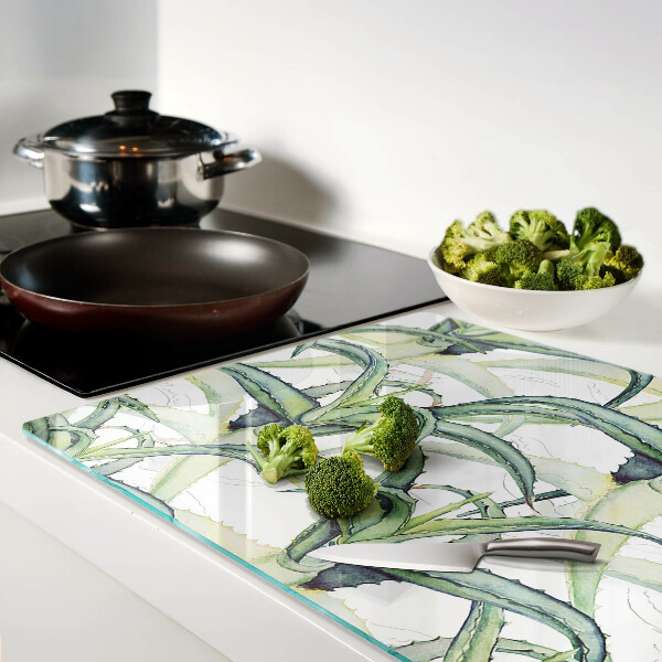 Szklana deska do krojenia Liście roślin w stylu akwarelowym