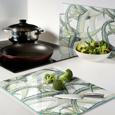 Szklana deska do krojenia Liście roślin w stylu akwarelowym