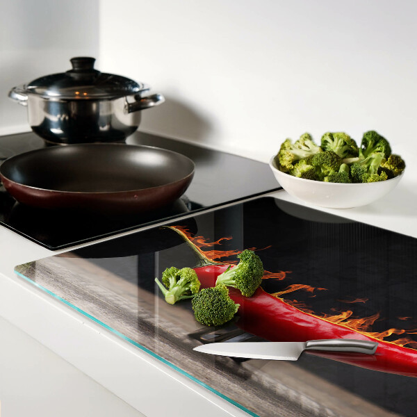 Snijplanken glas Vuur en chilipeper