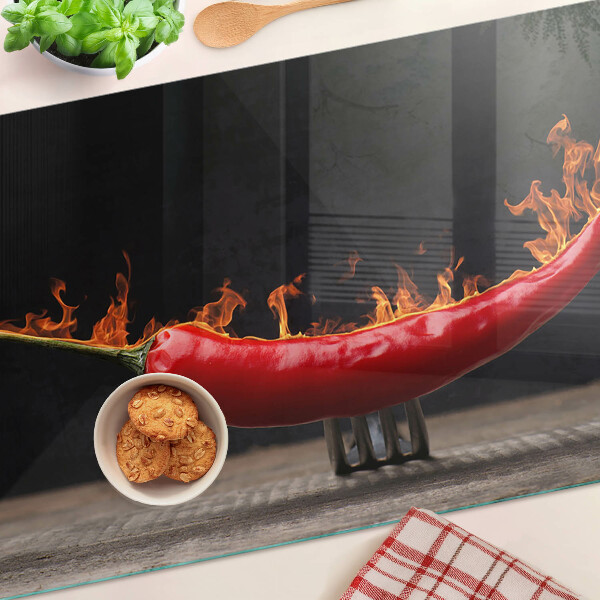 Szklana deska do krojenia Ogień i papryka chili