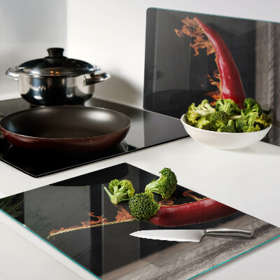 Szklana deska do krojenia Ogień i papryka chili