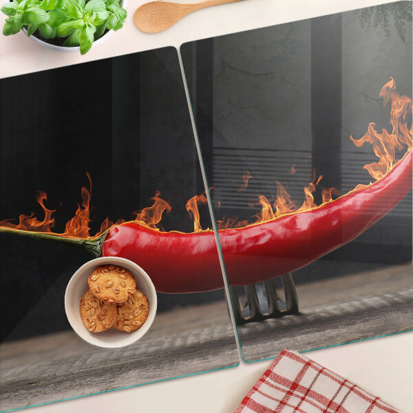 Szklana deska do krojenia Ogień i papryka chili