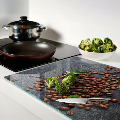 Deska kuchenna szklana Ziarna kawy na tle kamienia