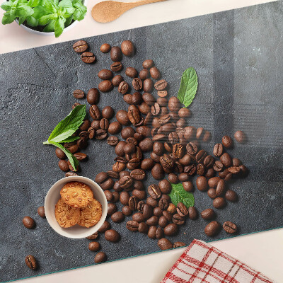 Deska kuchenna szklana Ziarna kawy na tle kamienia