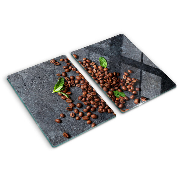 Deska kuchenna szklana Ziarna kawy na tle kamienia