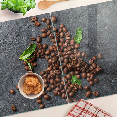 Deska kuchenna szklana Ziarna kawy na tle kamienia