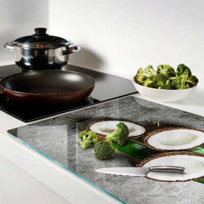 Deska kuchenna szklana Kokos na tle betonu