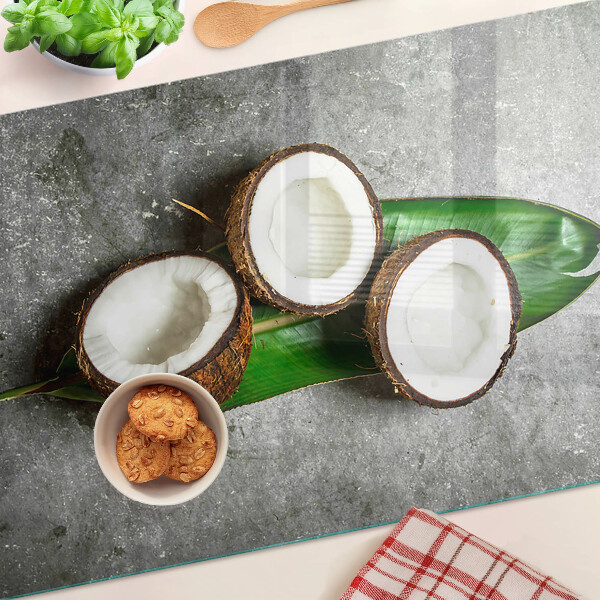 Deska kuchenna szklana Kokos na tle betonu