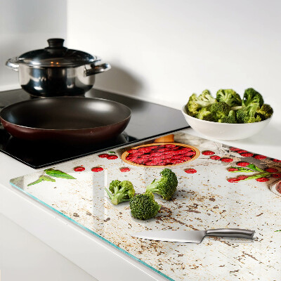 Snijplanken van glas Frambozen en bladeren