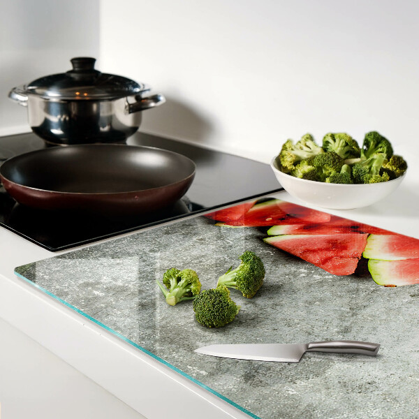 Deska kuchenna szklana Arbuzowe plastry na szarym tle