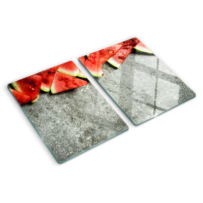 Deska kuchenna szklana Arbuzowe plastry na szarym tle