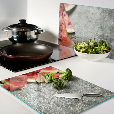 Deska kuchenna szklana Arbuzowe plastry na szarym tle