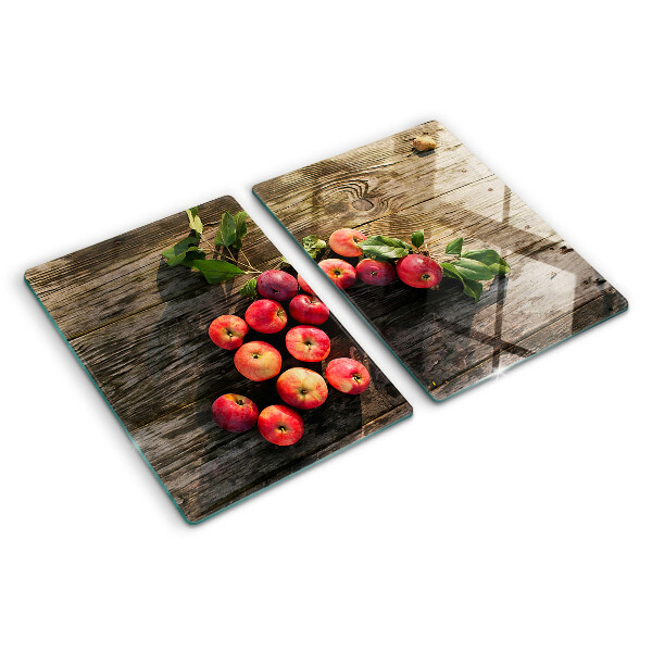 Szklana deska do krojenia Jabłka na drewnianym tle