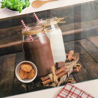 Szklana deska kuchenna Słoiki z napojami na drewnianym tle