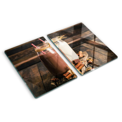 Szklana deska kuchenna Słoiki z napojami na drewnianym tle