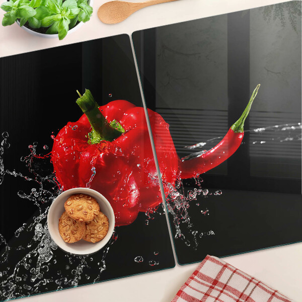 Snijplanken glas Rode paprika in water