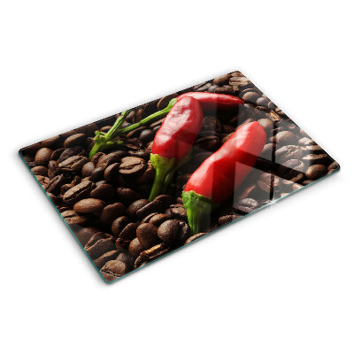 Snijplanken van glas Koffie en chilipepers