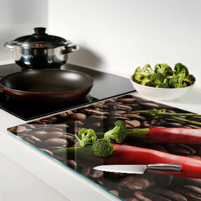 Szklana deska kuchenna Kawa i papryczki chili