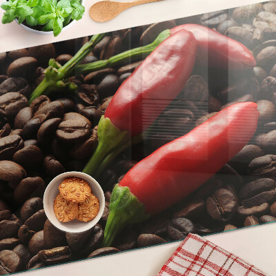 Szklana deska kuchenna Kawa i papryczki chili